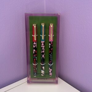 Nwt Kate spade fall floral fine tip pen set with acrylic tray